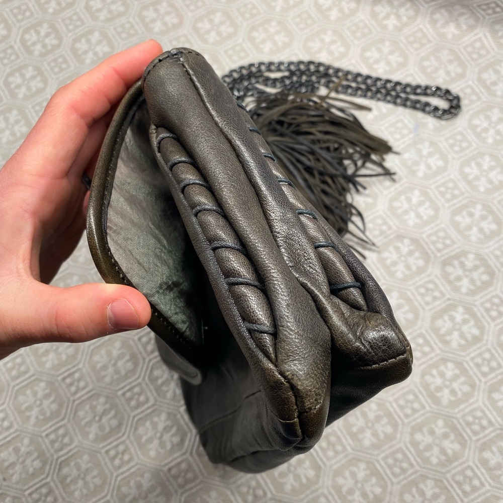 Cynthia Rowley Leather Purse with Gunmetal Silver Chain and Tassel - Picture 10 of 10